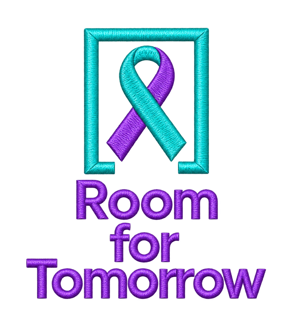 Room for Tomorrow teal and purple ribbon logo